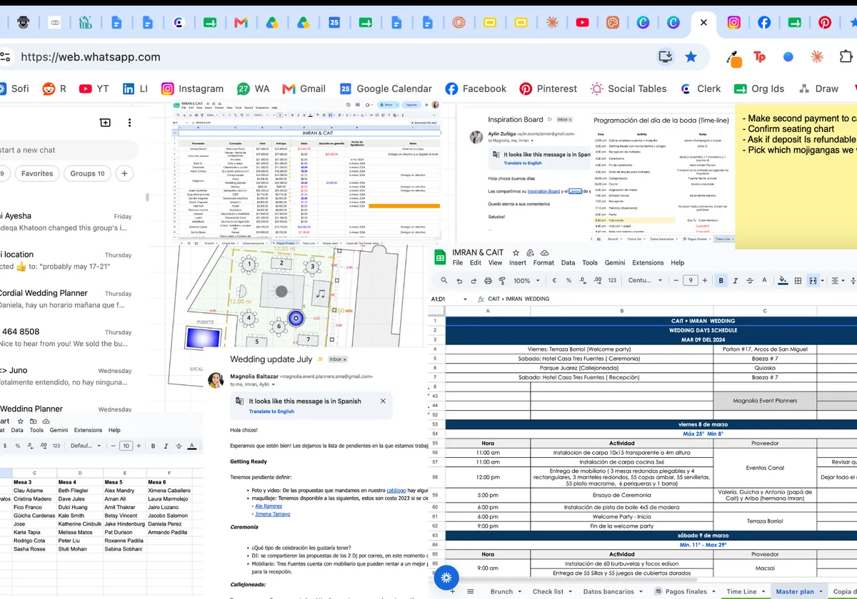 The old way: scattered spreadsheets, WhatsApp, email, and sticky notes